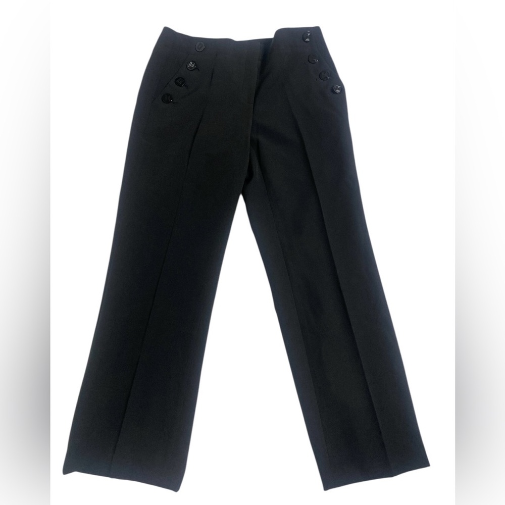 Karl Lagerfeld Black Wide-Leg Button Front Trousers